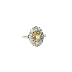 Bague Marquise en or rose, citrine et diamants - Castafiore