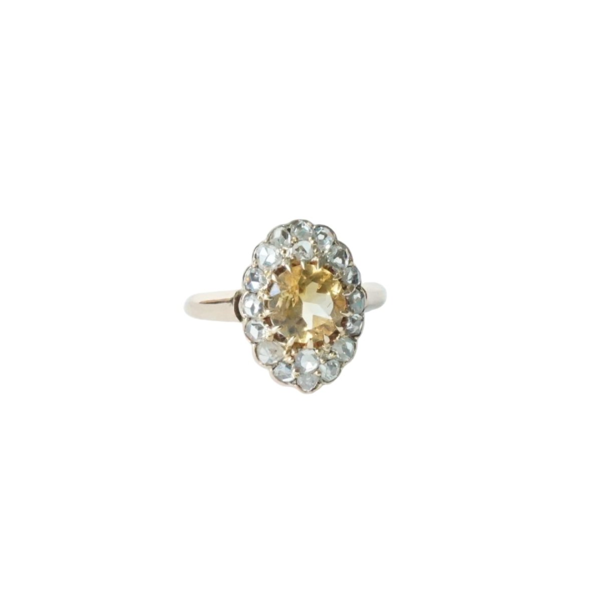 Bague Marquise en or rose, citrine et diamants - Castafiore