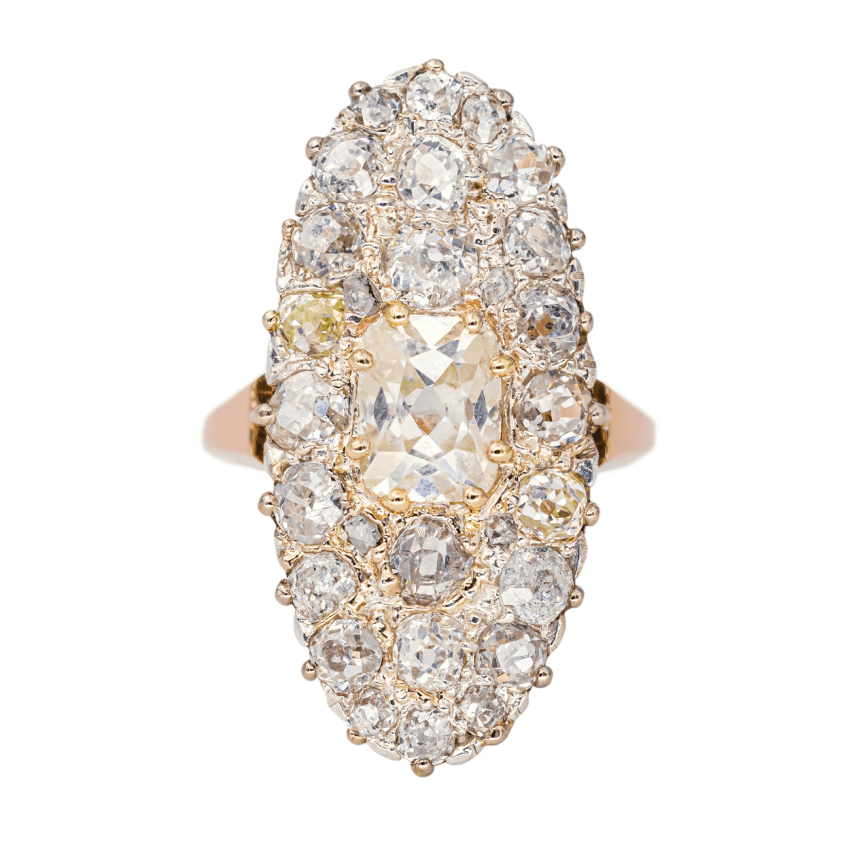 Bague Marquise en or rose et diamants - Castafiore