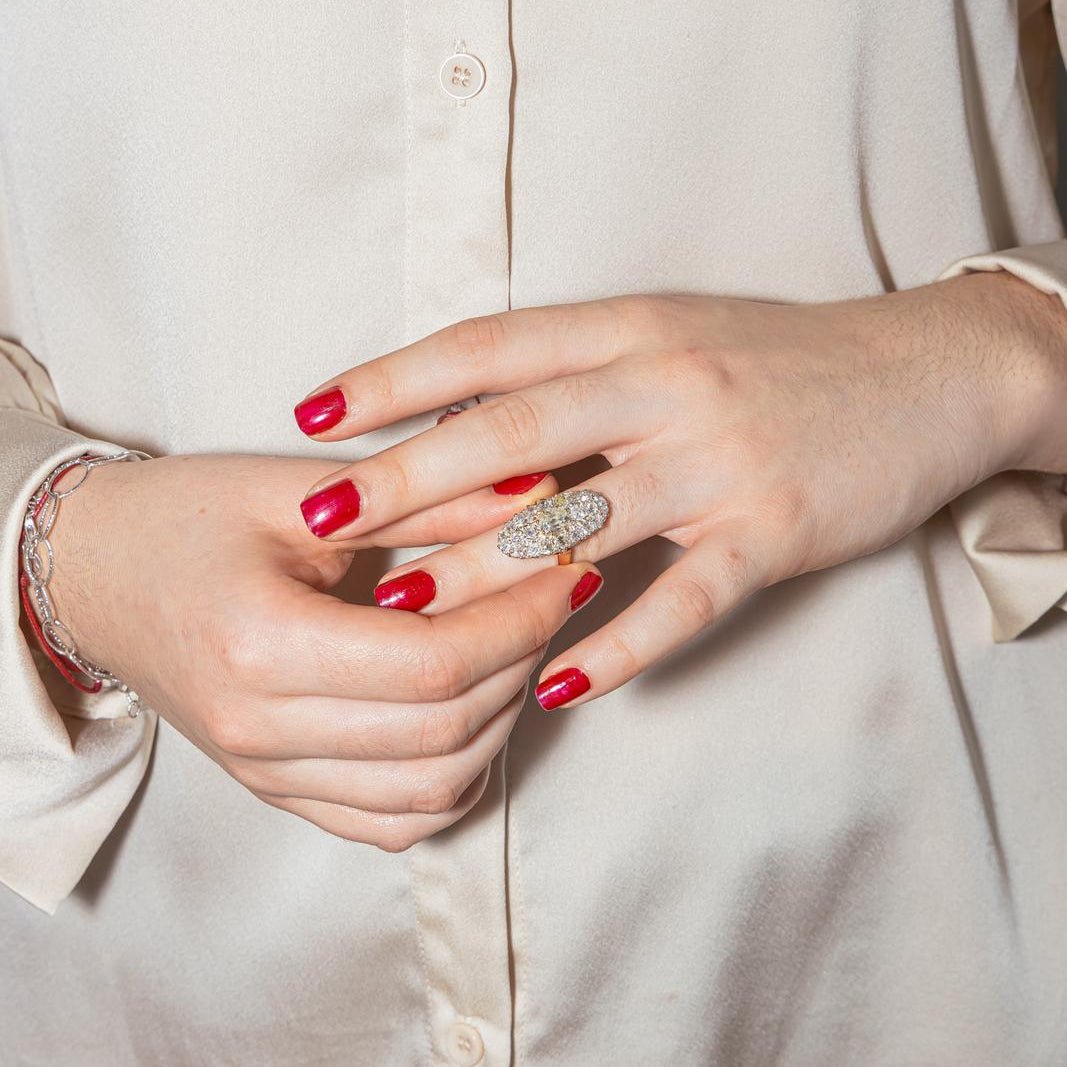 Bague Marquise en or rose et diamants - Castafiore