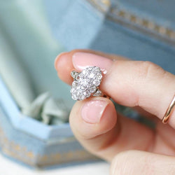 Bague Marquise en or rose et diamants - Castafiore