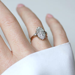 Bague Marquise en or rose et diamants - Castafiore