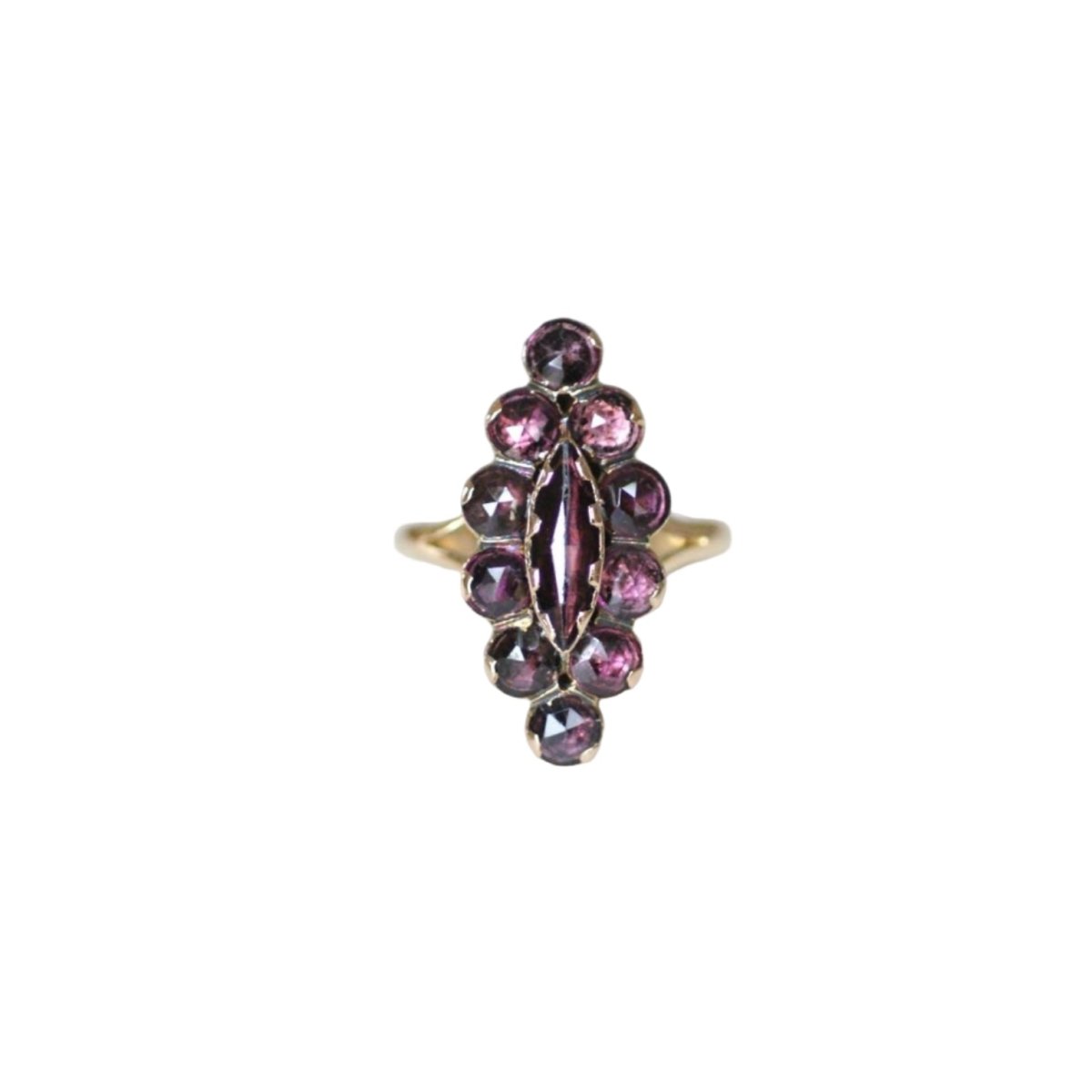 Bague Marquise en or rose et grenats - Castafiore