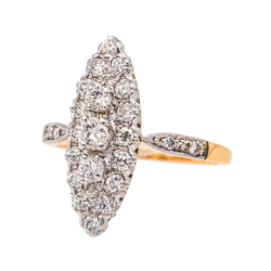 Bague Marquise en or rose, or blanc et diamants - Castafiore