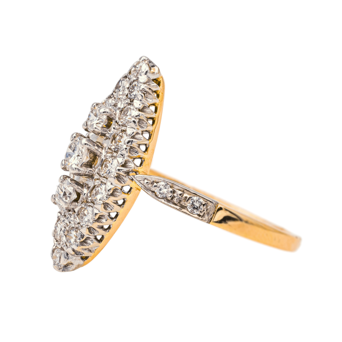 Bague Marquise en or rose, or blanc et diamants - Castafiore
