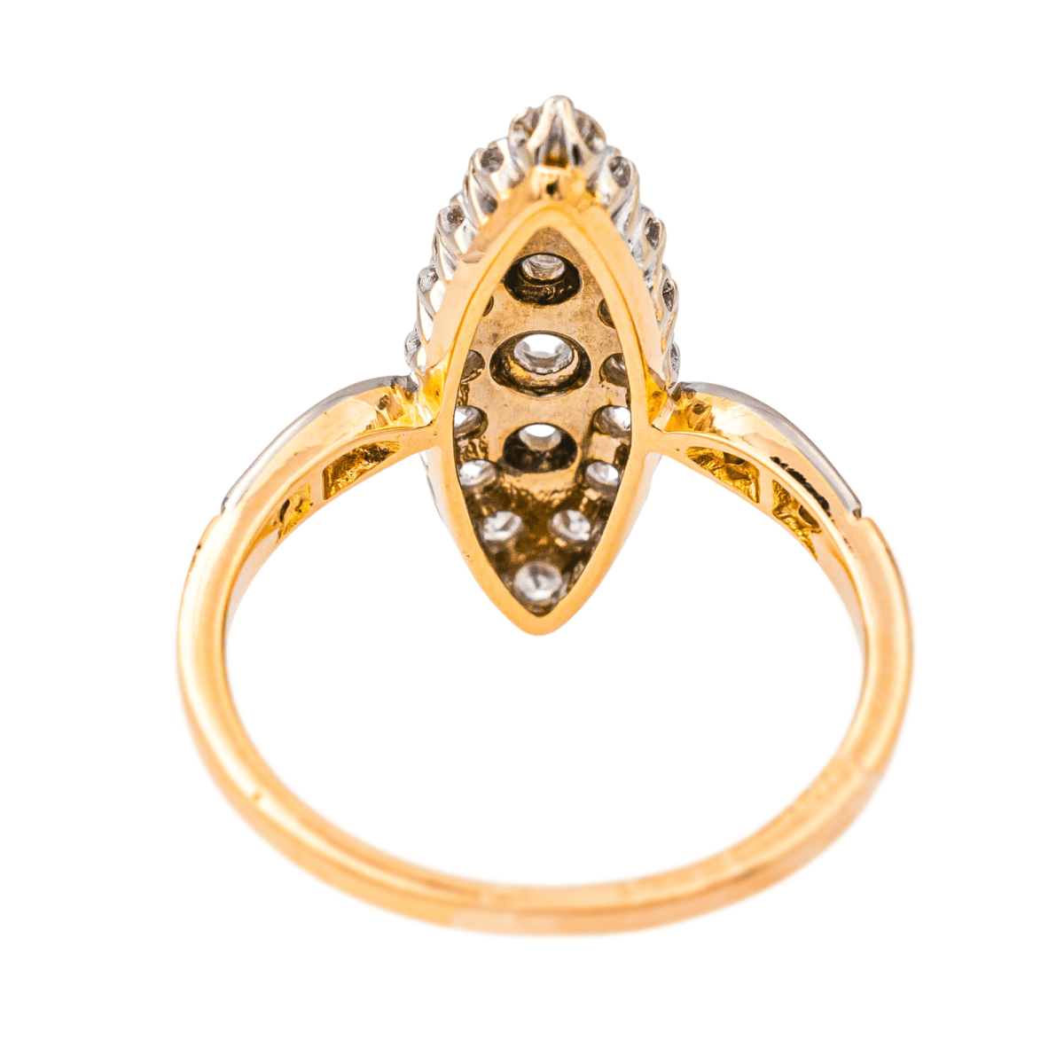 Bague Marquise en or rose, or blanc et diamants - Castafiore