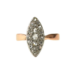 Bague Marquise en or rose, platine et diamants - Castafiore
