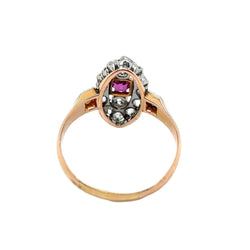 Bague Marquise en or rose, platine, rubis et diamants - Castafiore