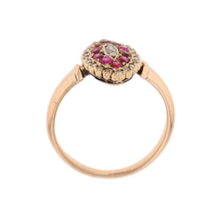 Bague Marquise en or rose, rubis et diamants - Castafiore