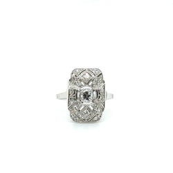 Bague Marquise en platine et diamants - Castafiore