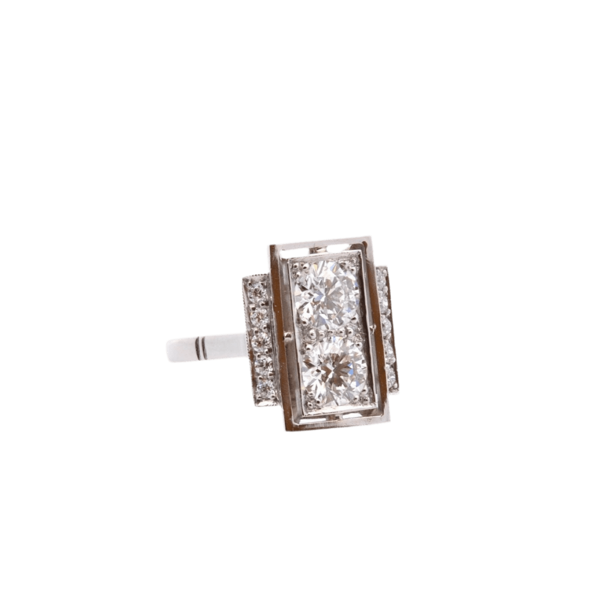 Bague Marquise en platine et diamants - Castafiore