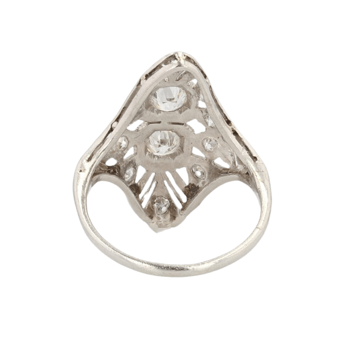 Bague Marquise en platine et diamants - Castafiore