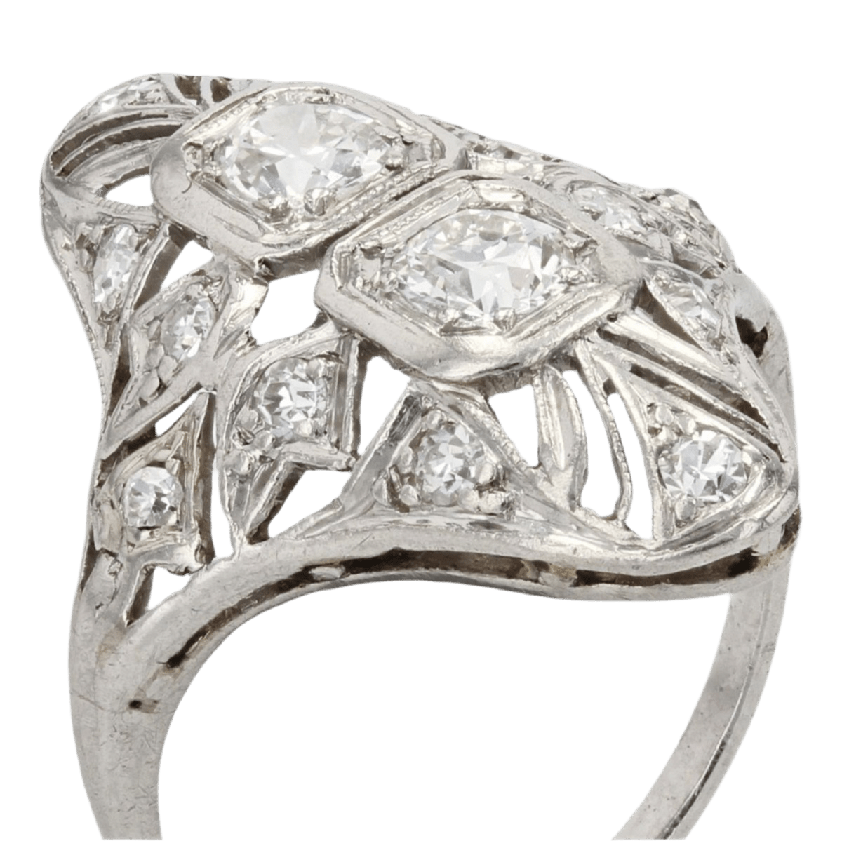 Bague Marquise en platine et diamants - Castafiore