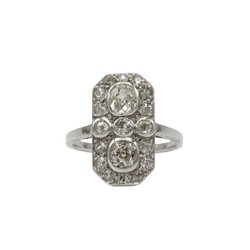 Bague Marquise en platine et diamants - Castafiore