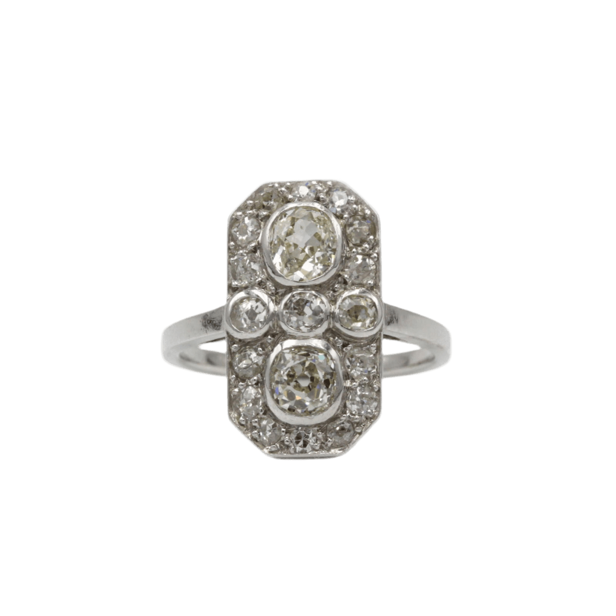 Bague Marquise en platine et diamants - Castafiore