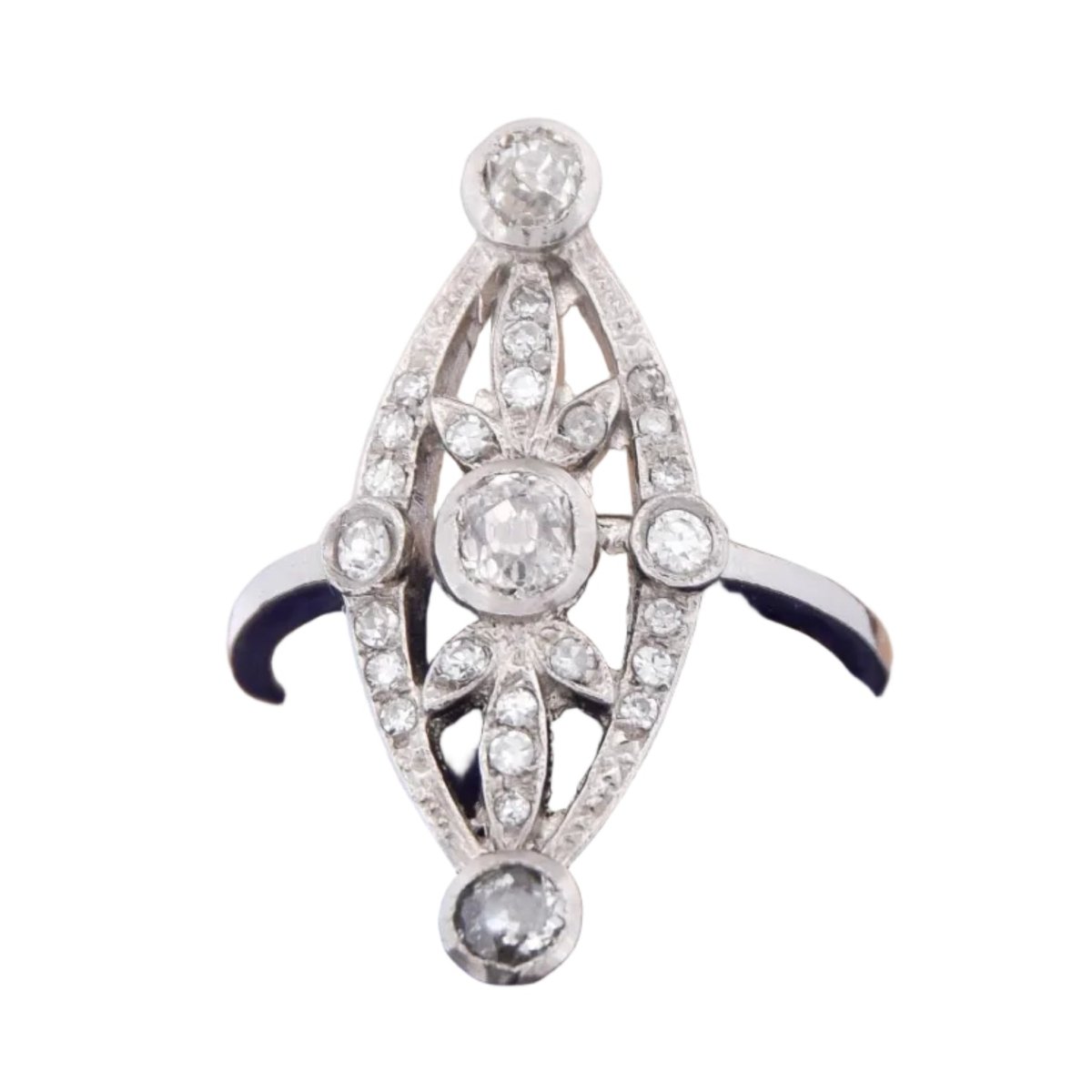 Bague Marquise en platine et diamants - Castafiore