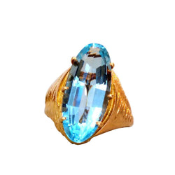 Bague Marquise end or jaune, et aigue - marine - Castafiore