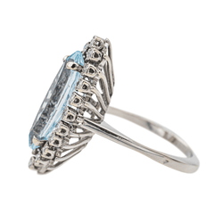 Bague Marquise Or blanc Aigue Marine - Castafiore