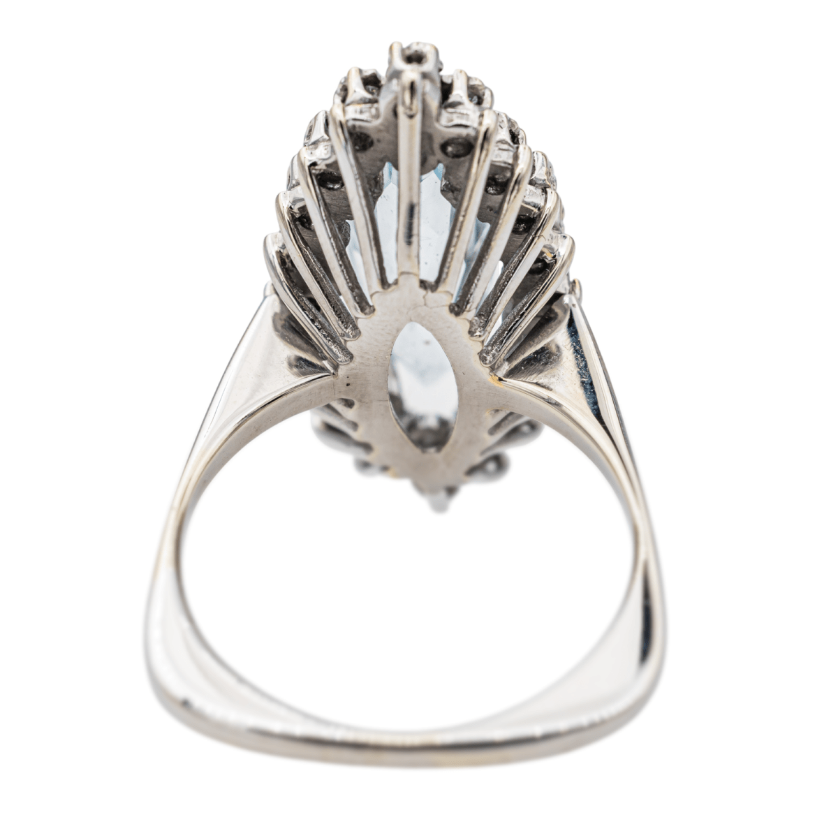 Bague Marquise Or blanc Aigue Marine - Castafiore