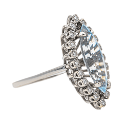 Bague Marquise Or blanc Aigue Marine - Castafiore