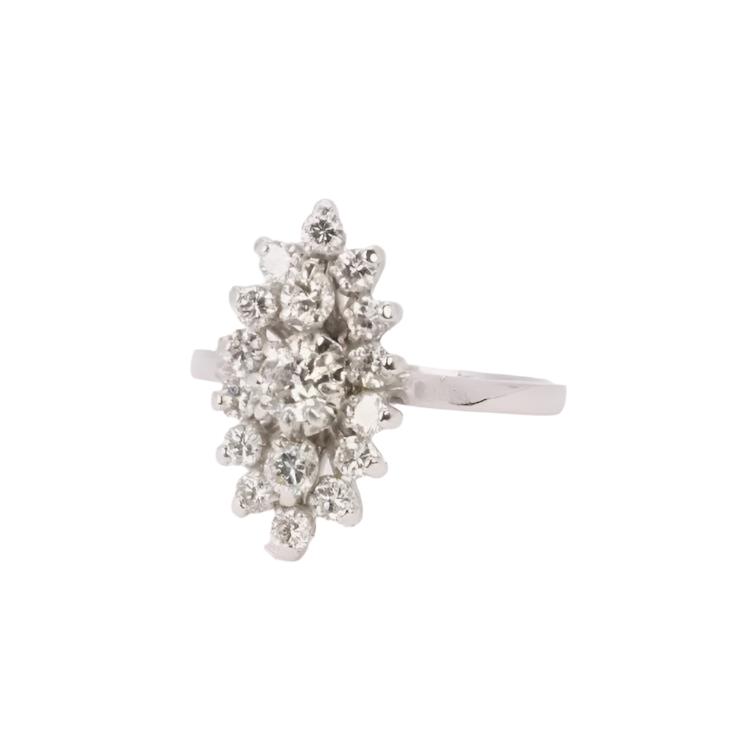 Bague marquise or blanc diamants - Castafiore