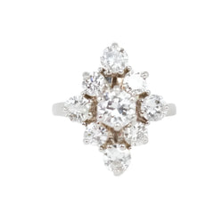 Bague marquise or blanc diamants 2,3 ct - Castafiore