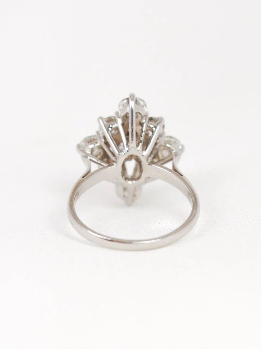 Bague marquise or blanc diamants 2,3 ct - Castafiore