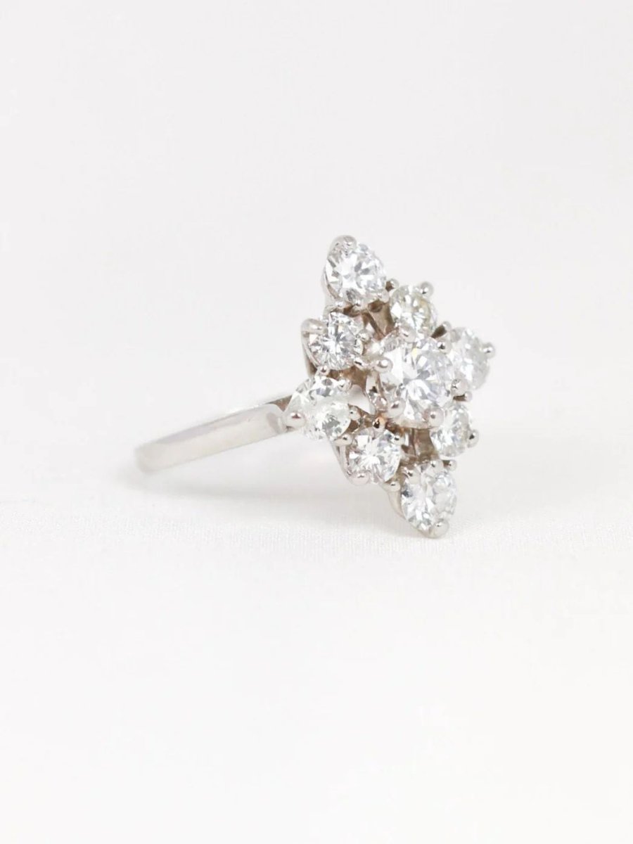 Bague marquise or blanc diamants 2,3 ct - Castafiore