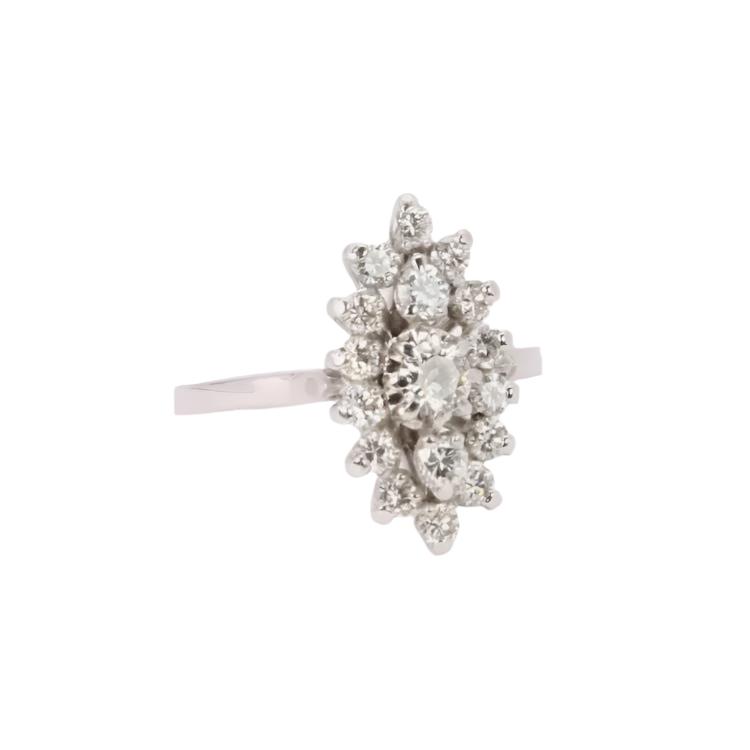 Bague marquise or blanc diamants - Castafiore