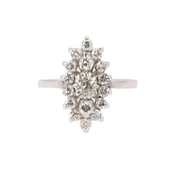 Bague marquise or blanc diamants - Castafiore