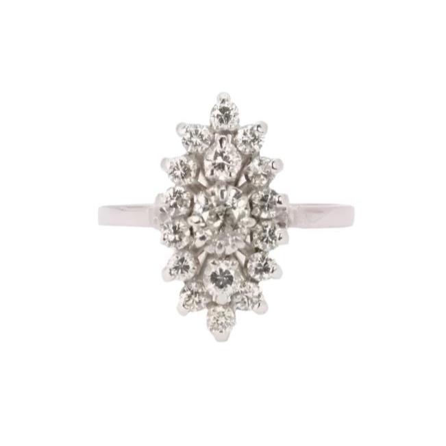 Bague marquise or blanc diamants - Castafiore