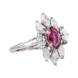 Bague Marquise Or blanc Rubis - Castafiore