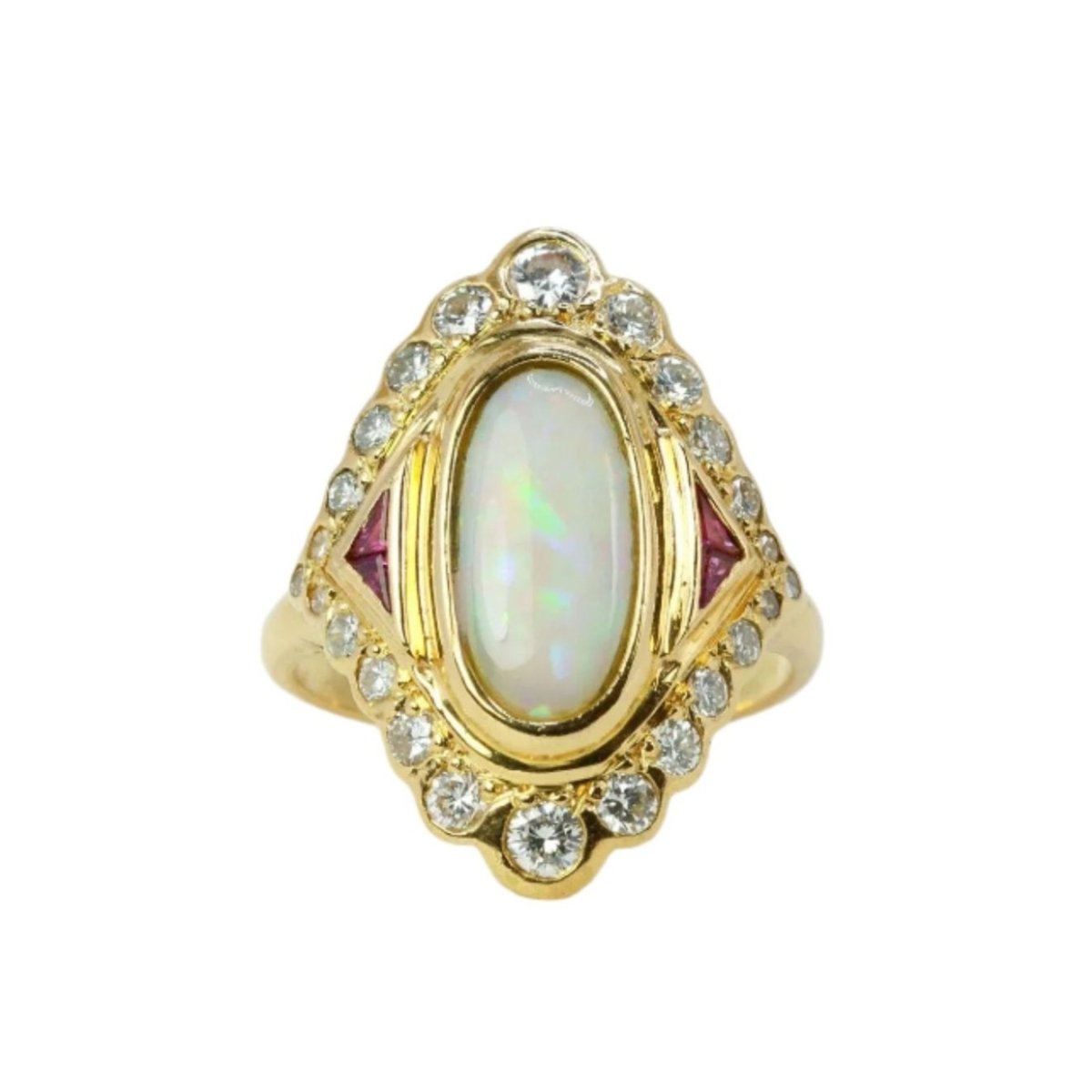 Bague marquise or jaune opale diamants - Castafiore