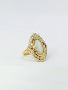 Bague marquise or jaune opale diamants - Castafiore