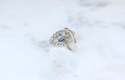 Bague Marquise Saphir de Ceylan 2.20 Cts et Diamants - Castafiore