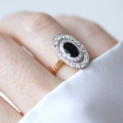 Bague marquise saphir et diamants - Castafiore