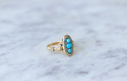 Bague marquise turquoises et perles - Castafiore