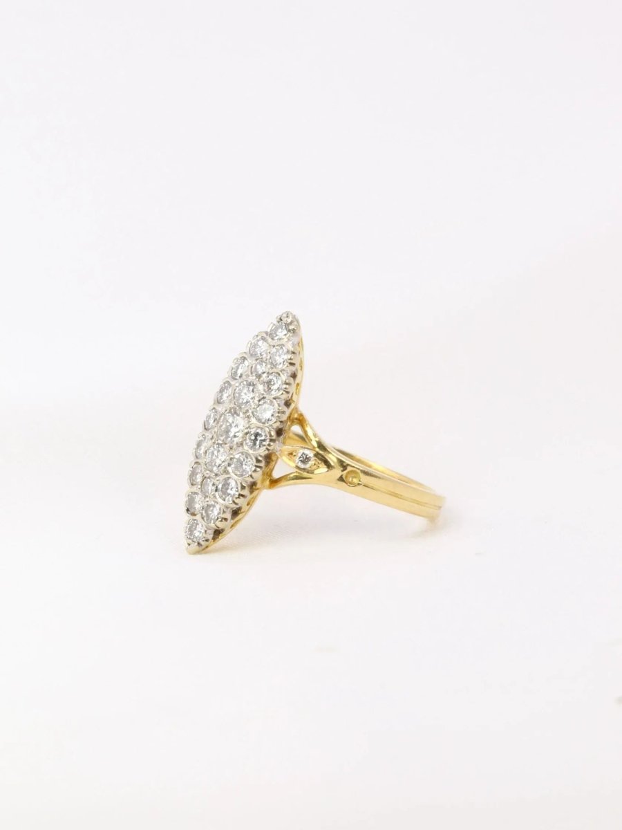 Bague marquise vintage or diamants - Castafiore