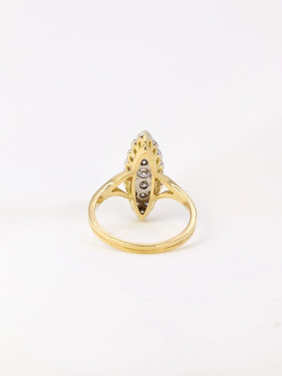 Bague marquise vintage or diamants - Castafiore