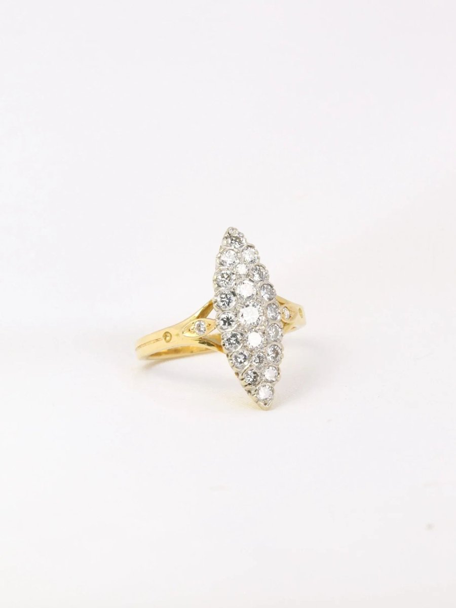 Bague marquise vintage or diamants - Castafiore