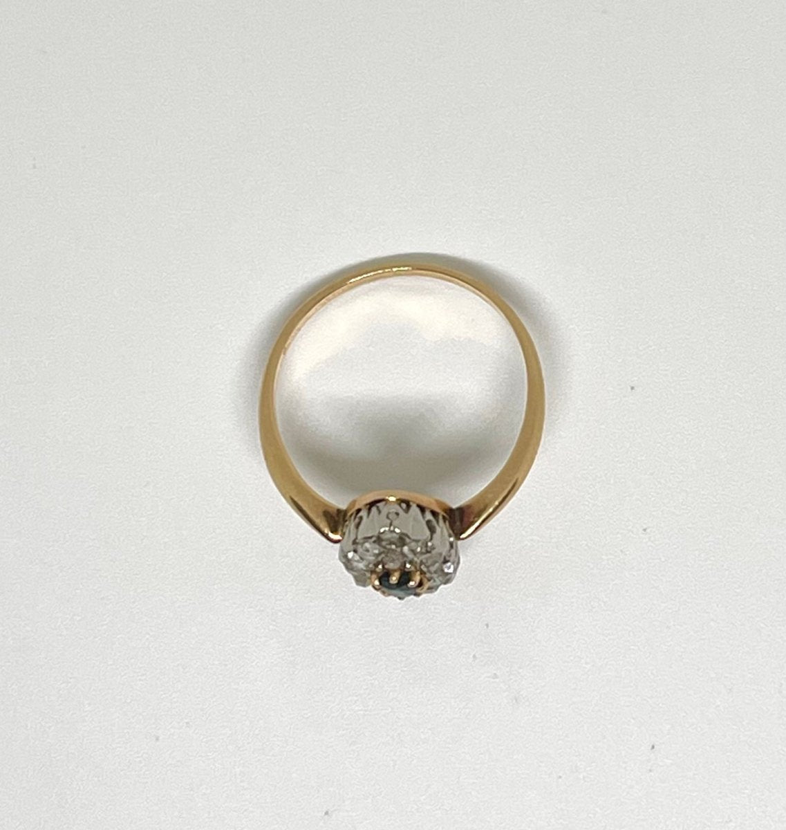 Bague marquise vintage saphir et diamants taille rose - Castafiore