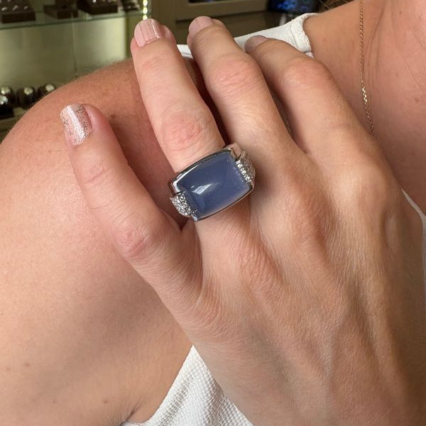 Bague MAUBOUSSIN cabochon en or blanc - Castafiore