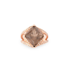 Bague MAUBOUSSIN en or rose, quartz et diamants - Castafiore