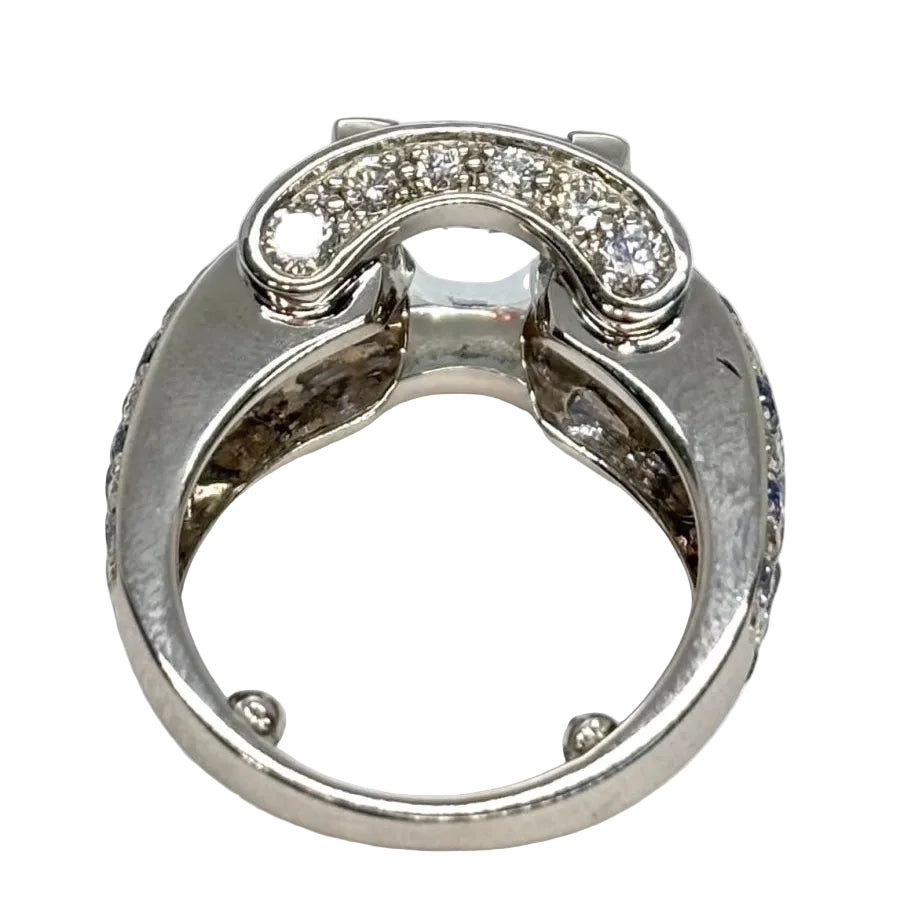 Bague MAUBOUSSIN Eternité en or blanc aigue - marine saphirs et diamants - Castafiore