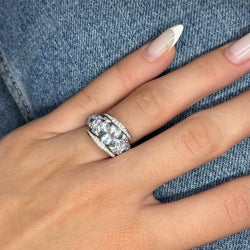 Bague MAUBOUSSIN Eternité en or blanc aigue - marine saphirs et diamants - Castafiore