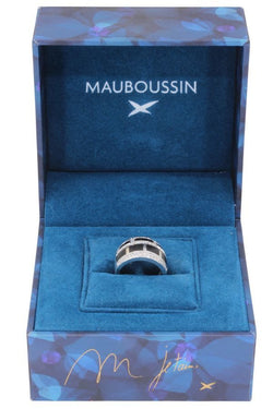 Bague MAUBOUSSIN "Le vice" en or blanc, laque noire et diamants - Castafiore