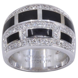 Bague MAUBOUSSIN "Le vice" en or blanc, laque noire et diamants - Castafiore