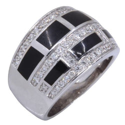 Bague MAUBOUSSIN "Le vice" en or blanc, laque noire et diamants - Castafiore