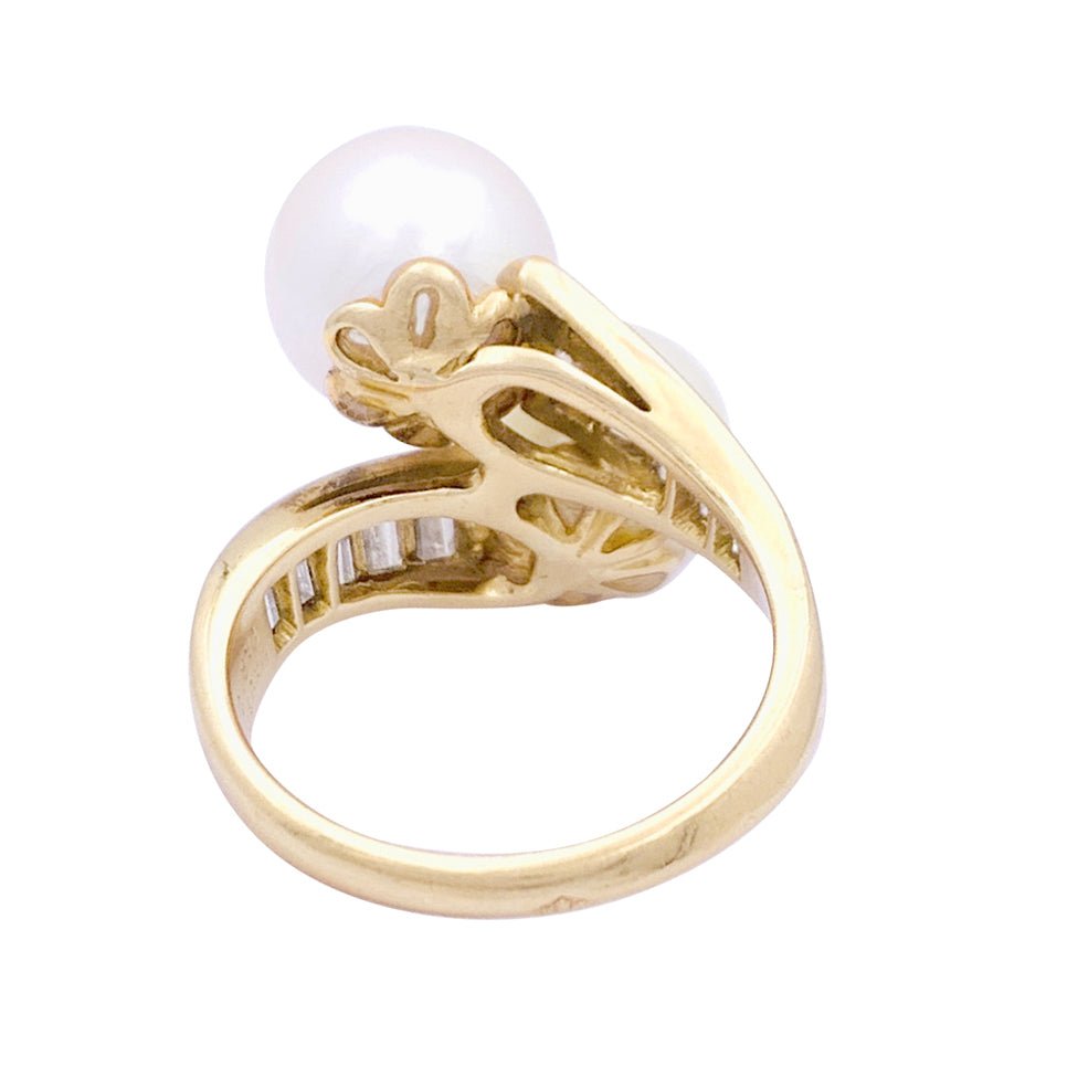 Bague MAUBOUSSIN vintage perles, or jaune, diamants. - Castafiore