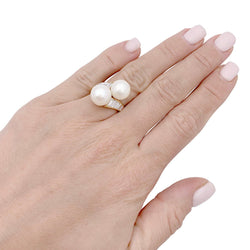 Bague MAUBOUSSIN vintage perles, or jaune, diamants. - Castafiore